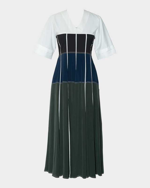 Beatrix Colorblock A-Line Midi Dress